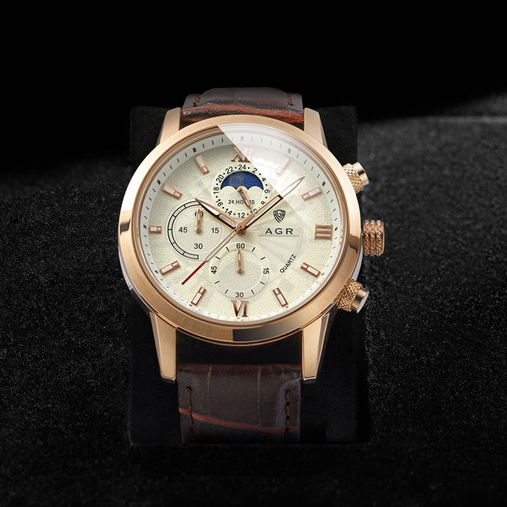 Orologio al quarzo in pelle di lusso