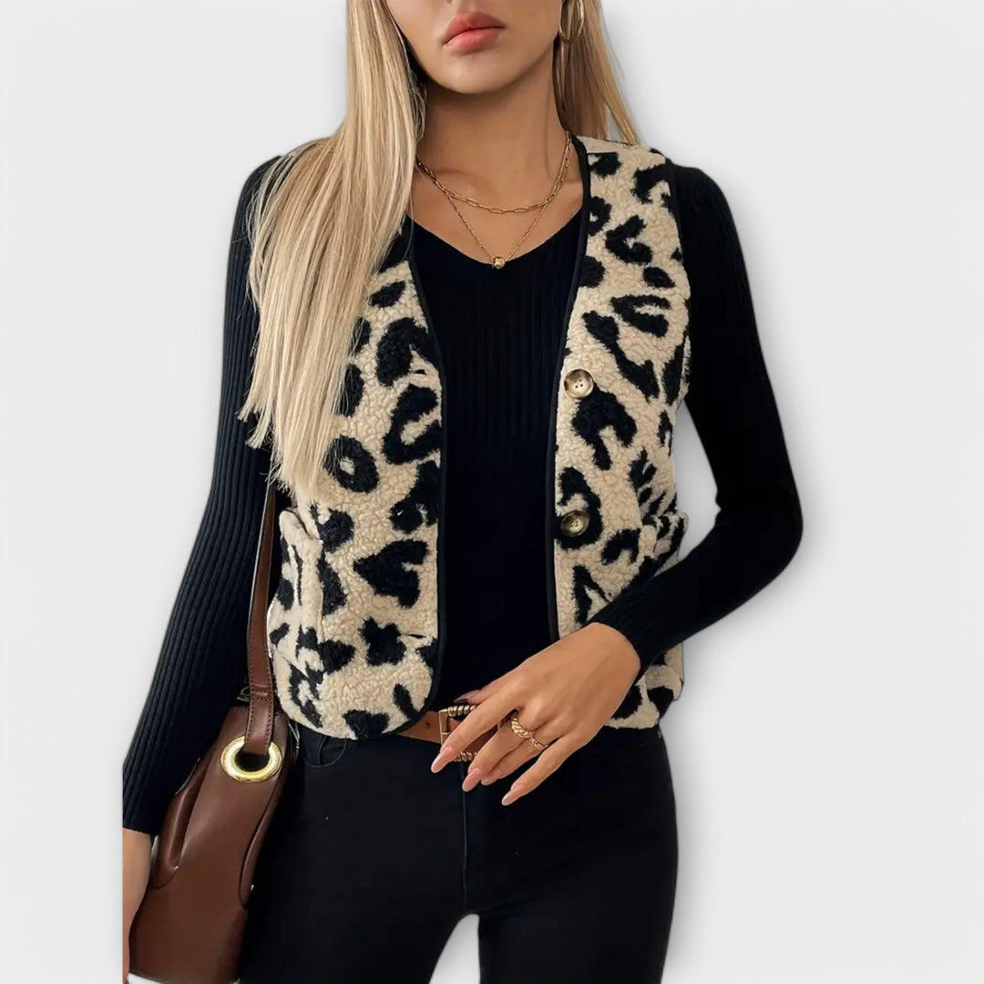 Jolanda | Gilet leopard elegante