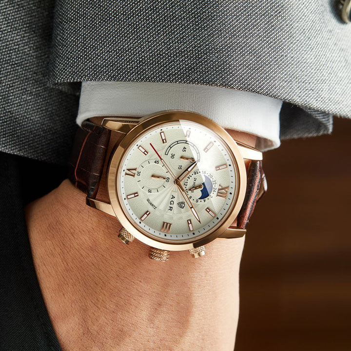 Orologio al quarzo in pelle di lusso