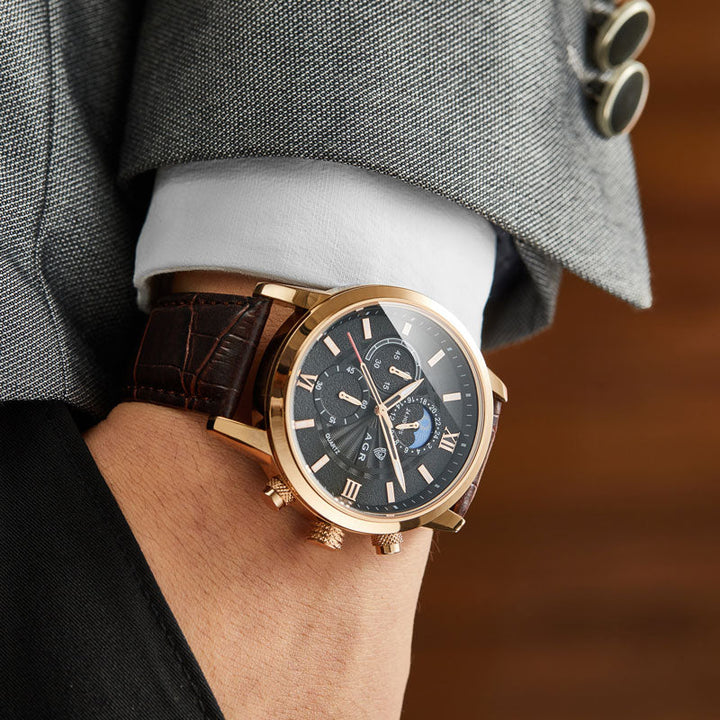 Orologio al quarzo in pelle di lusso