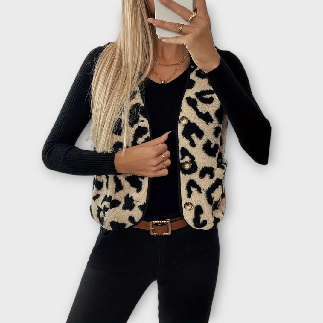 Jolanda | Gilet leopard elegante