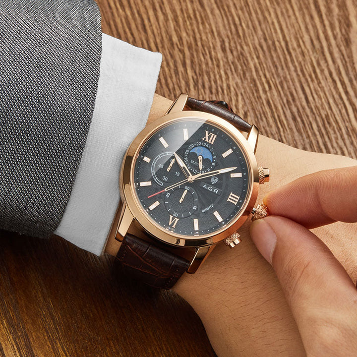 Orologio al quarzo in pelle di lusso