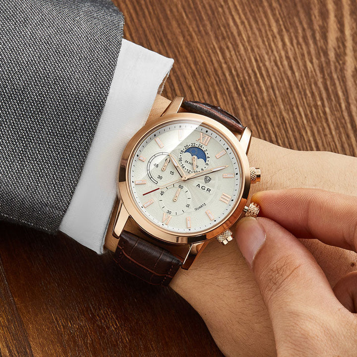 Orologio al quarzo in pelle di lusso
