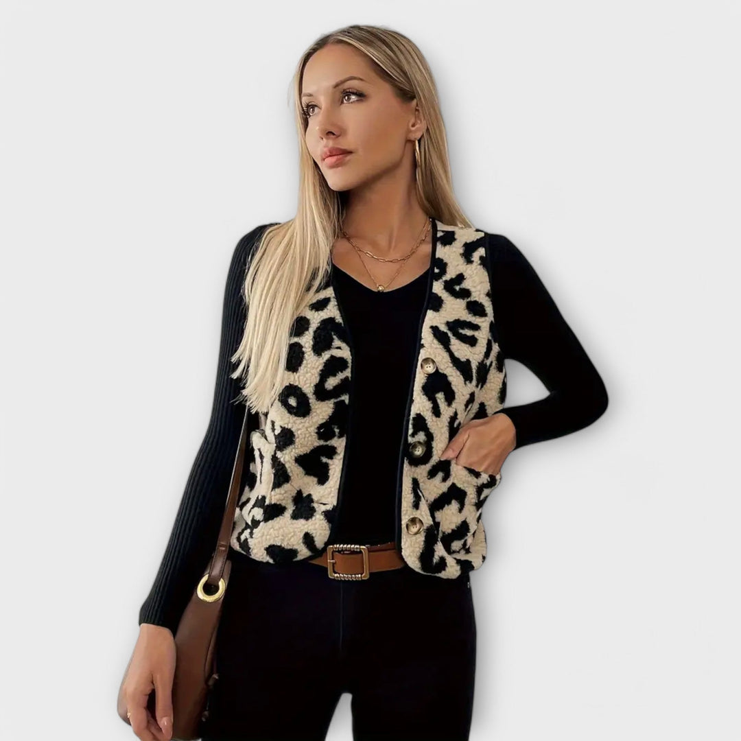 Jolanda | Gilet leopard elegante