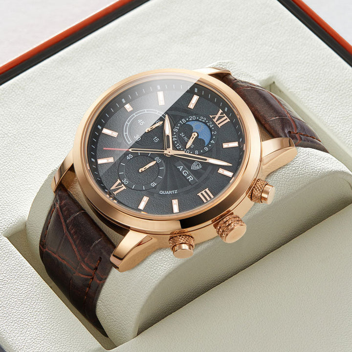 Orologio al quarzo in pelle di lusso