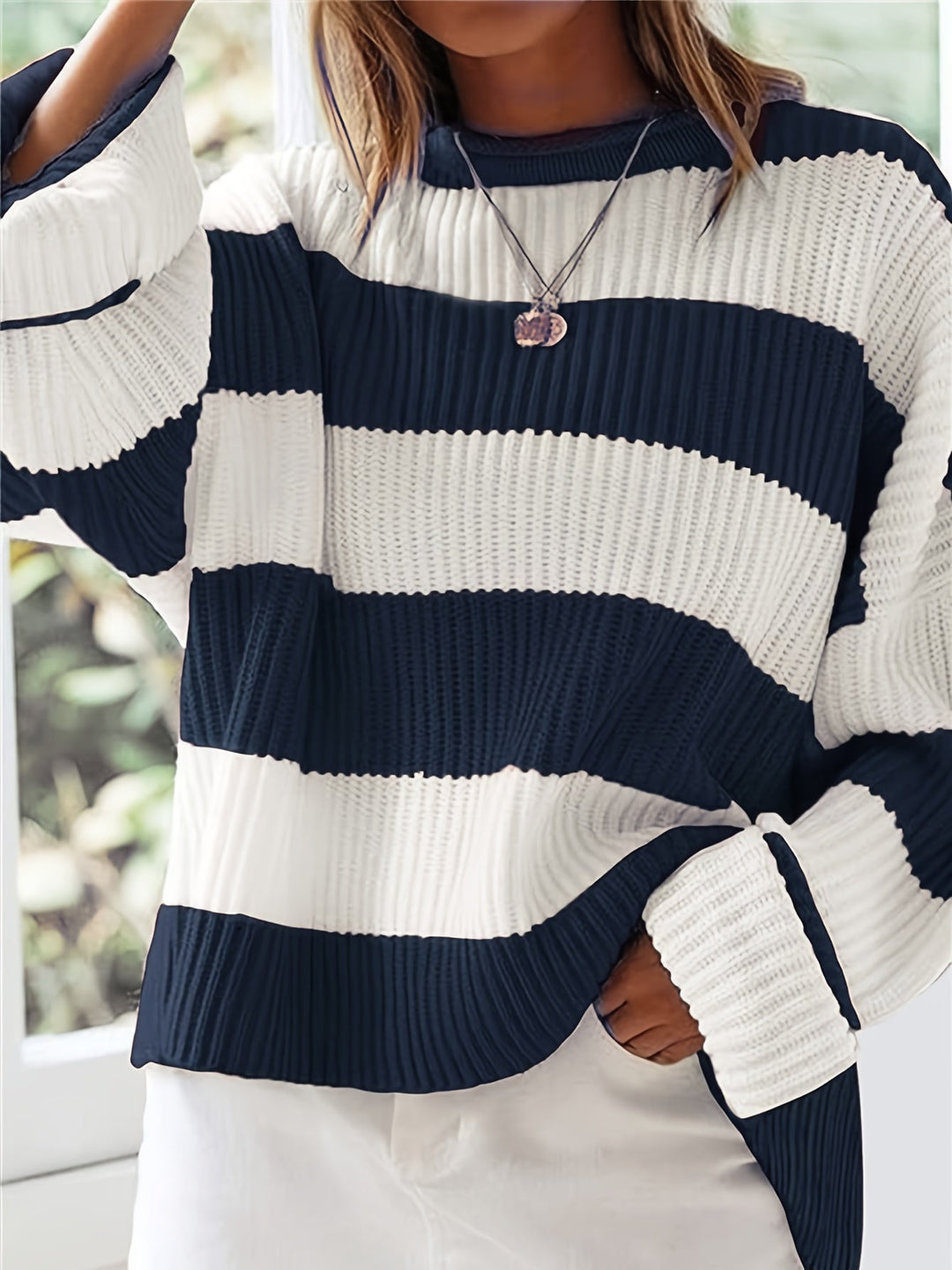 Ornella | Maglione a collo rotondo a righe