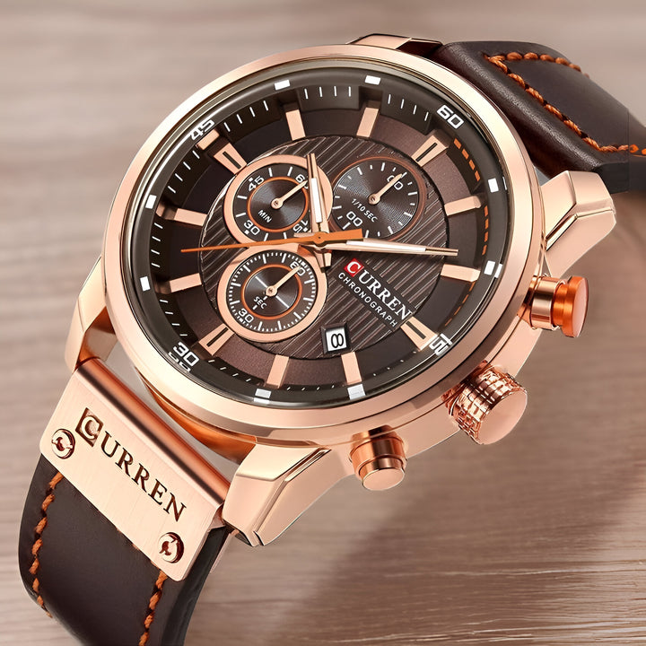 Elegante Orologio al Quarzo con Cinturino in Pelle