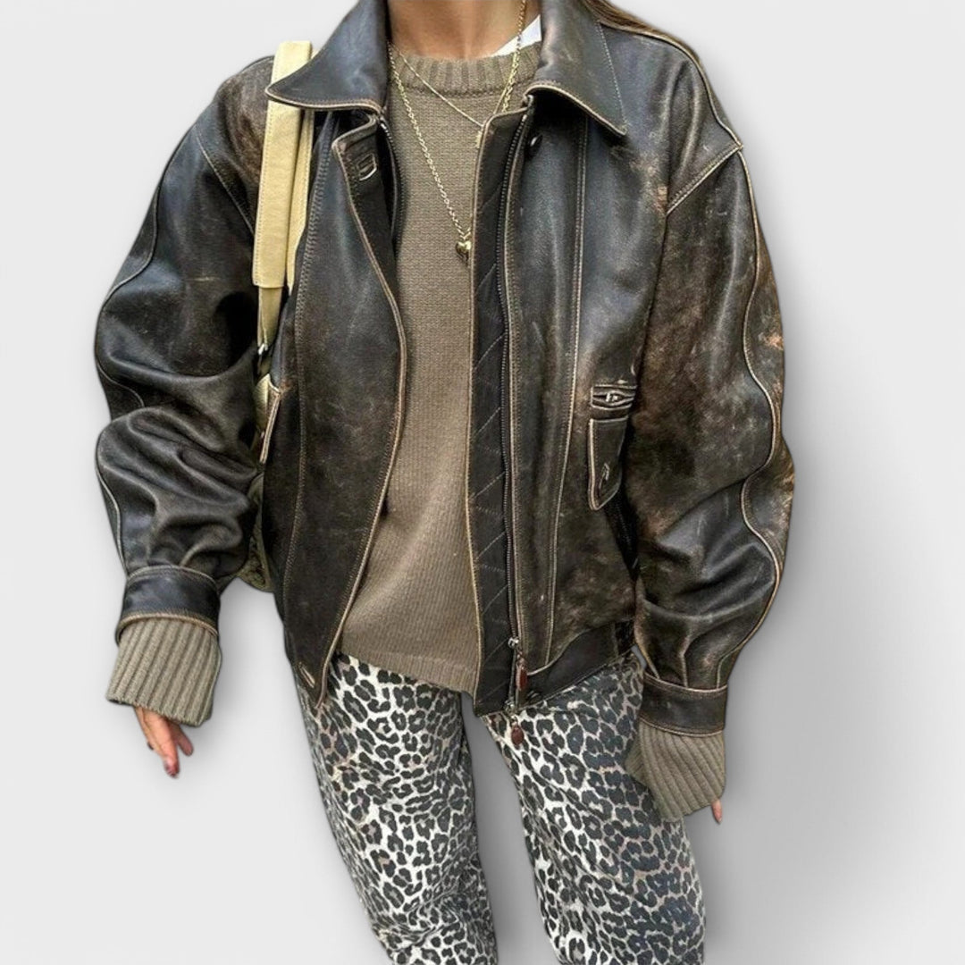 Loretta | Jeans Vintage con Motivo Leopardo